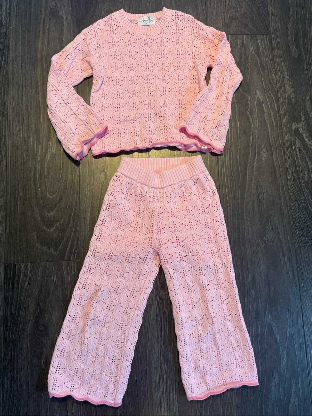 Girls' Pink Knit Two-Piece Pajama Set